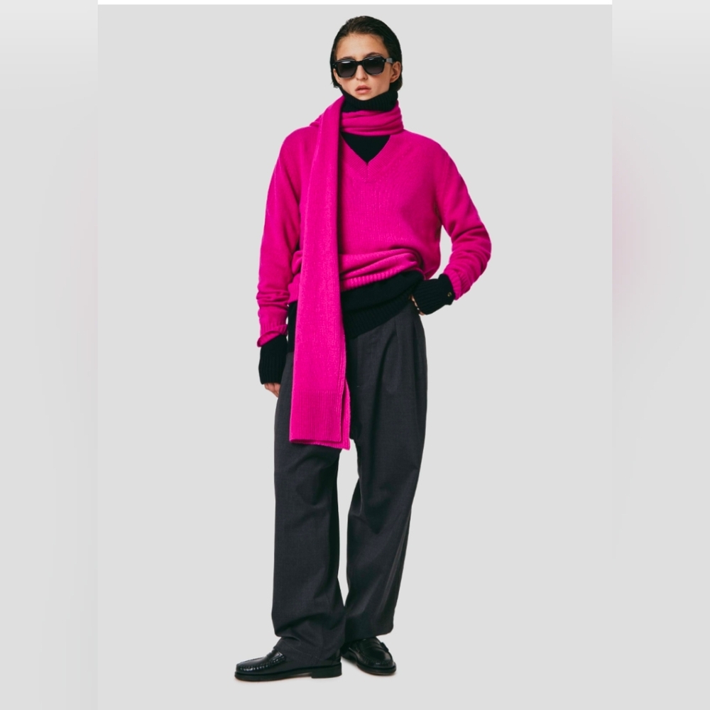 SEVEN GAUGE Maglieria Fuschia Wool V-neck Sdearer Size Large NWT